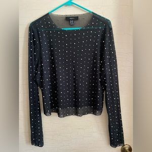 Forever 21 Rhinestones with Pearls Sheer Top Size 1X